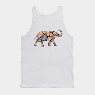 Floral Elephant Silhouette - Wild Purple Tank Top